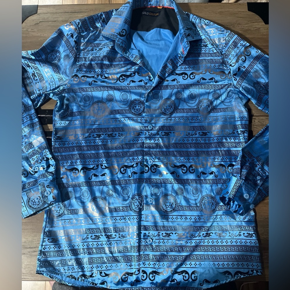 Suslo Couture Long Sleeve Men’s  Silky Shirt Size M